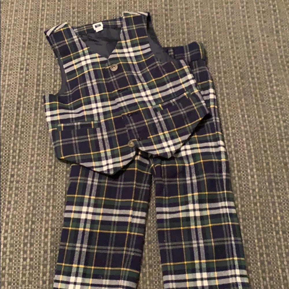 Janie & Jack plaid vest & pants 2t